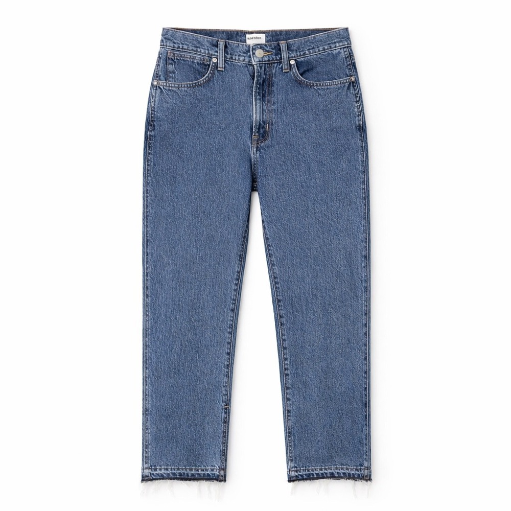 Sunday Best Straight Leg Jeans‎ Raw Hem Medium Wash Size 8 Split Hem